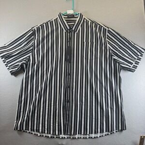 Mcedar Mens 3XL‎ Black White Vertical Stripe Short Sleeve Button Down Shirt NWT